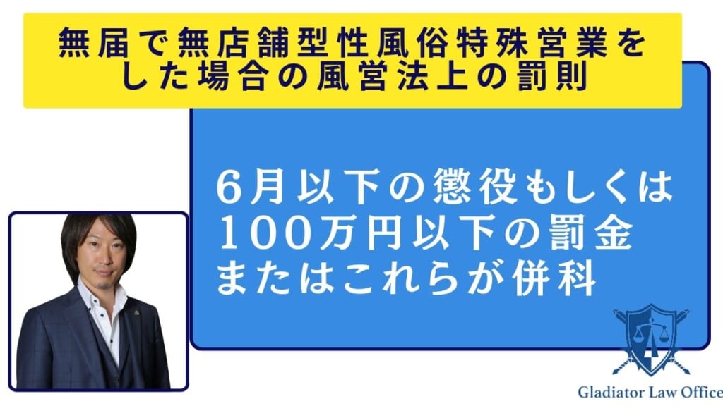 無届で無店舗型性風俗特殊営業をした場合の風営法上の罰則