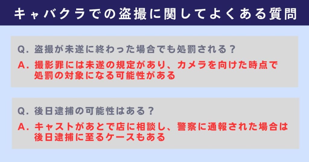 キャバクラでの盗撮に関してよくある質問