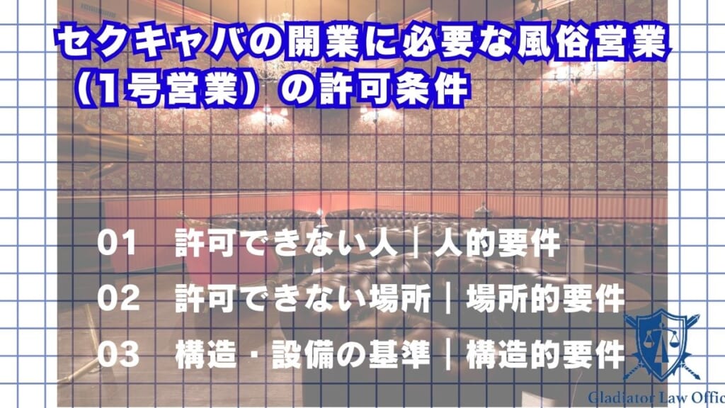 セクキャバの開業に必要な風俗営業（1号営業）の許可条件
