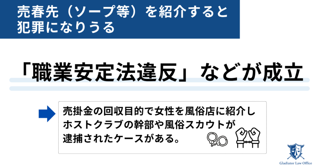 売春先の紹介（周旋）は犯罪になる