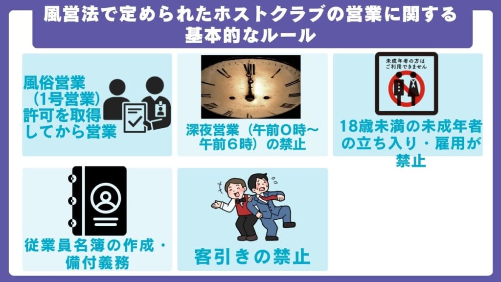 風営法で定められたホストクラブの営業に関する基本的なルール
