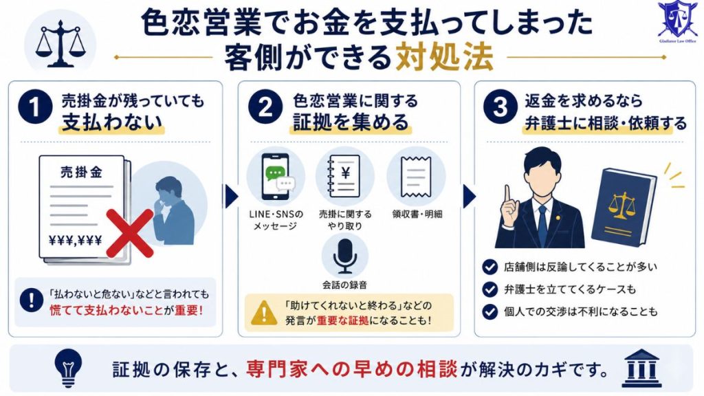 色恋営業でお金を支払ってしまった客側ができる対処法