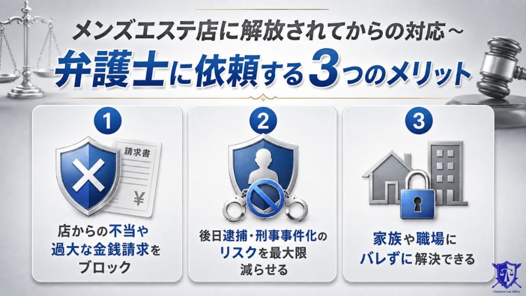 メンズエステ店に解放されてからの対応～弁護士に依頼する３つのメリット～