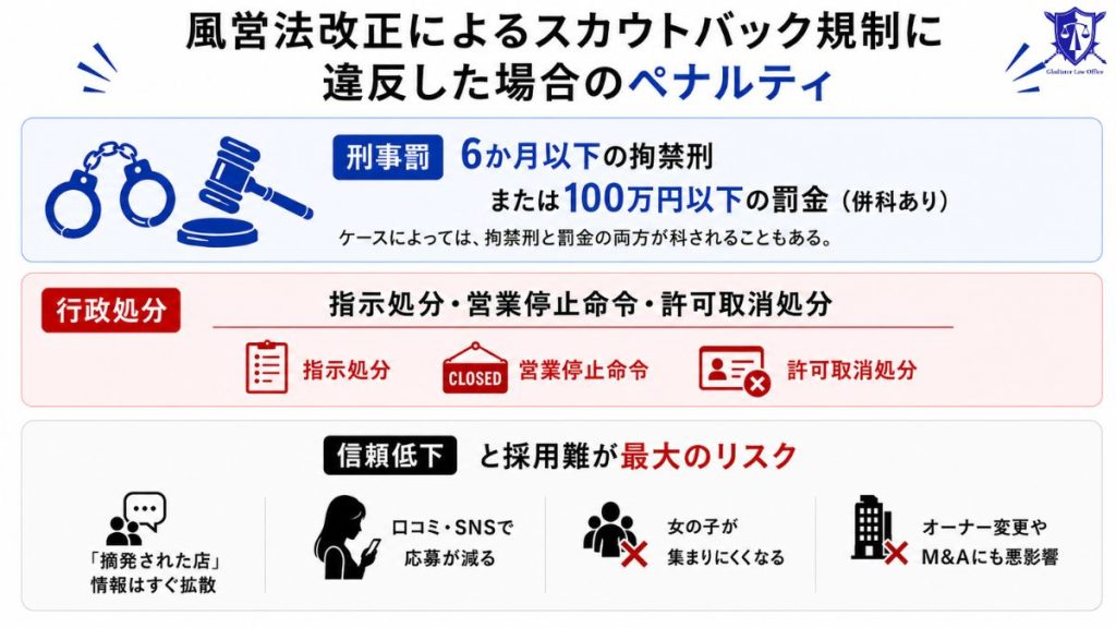 風営法改正によるスカウトバック規制に違反した場合のペナルティ