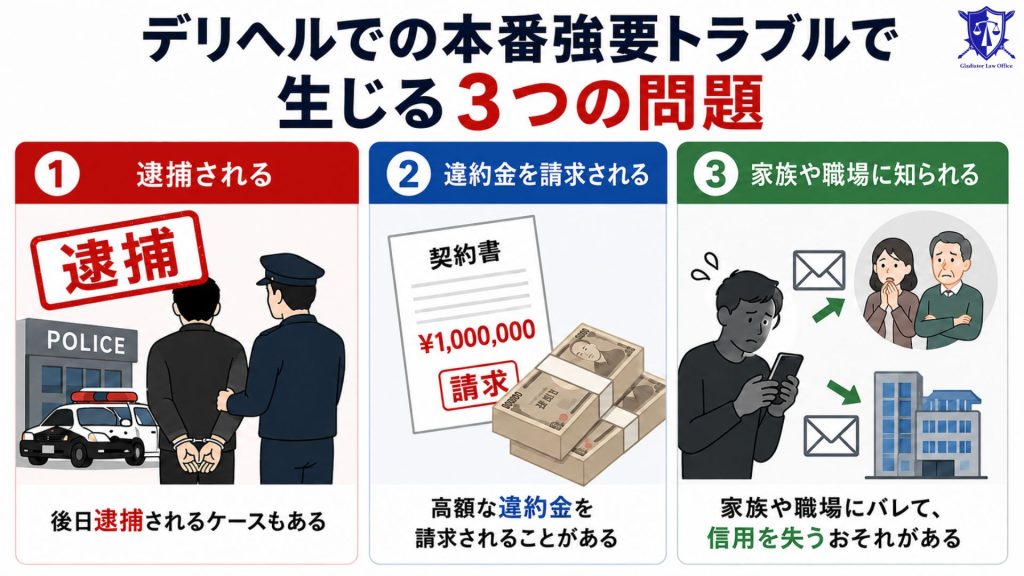 デリヘルでの本番強要トラブルで生じる3つの問題