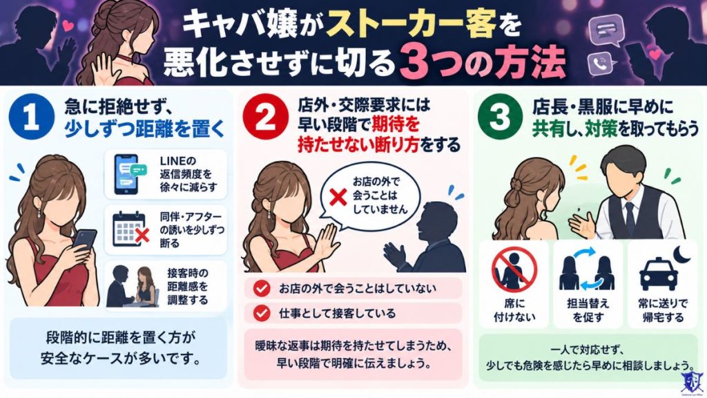 キャバ嬢がストーカー客を悪化させずに切る３つの方法