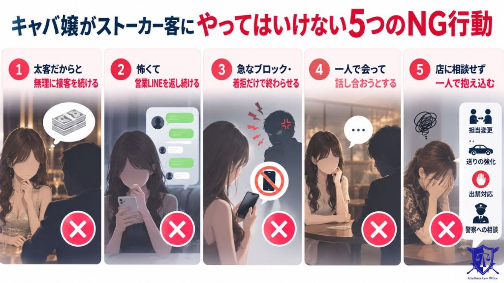 キャバ嬢がストーカー客にやってはいけない５つのNG行動