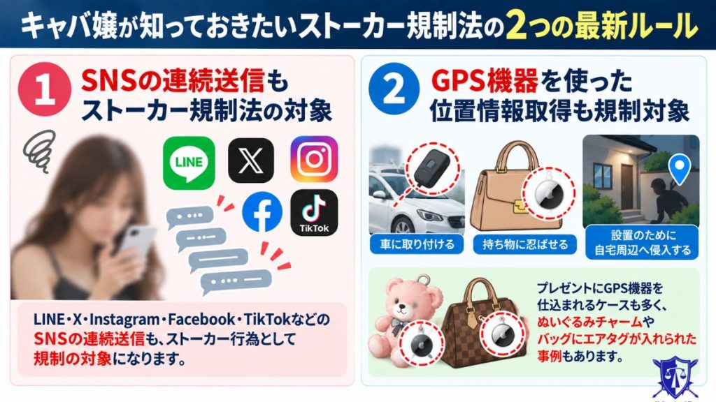 キャバ嬢が知っておきたいストーカー規制法の２つの最新ルール