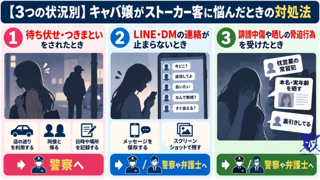 【３つの状況別】キャバ嬢がストーカー客に悩んだときの対処法