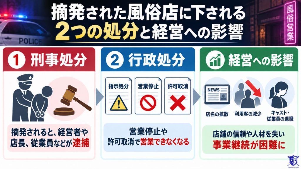 摘発された風俗店に下される2つの処分と経営への影響