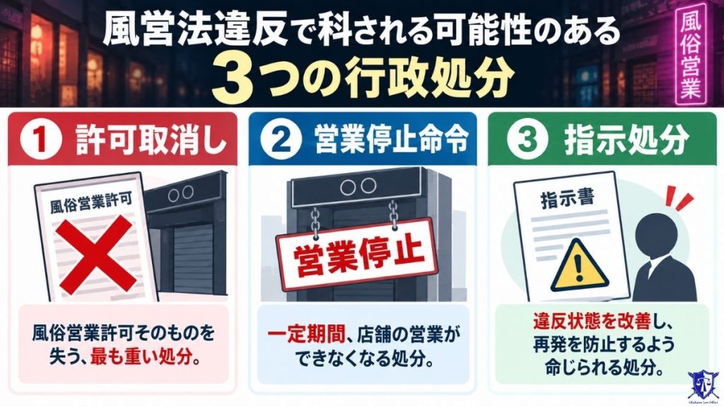 風営法違反で科される可能性のある３つの行政処分