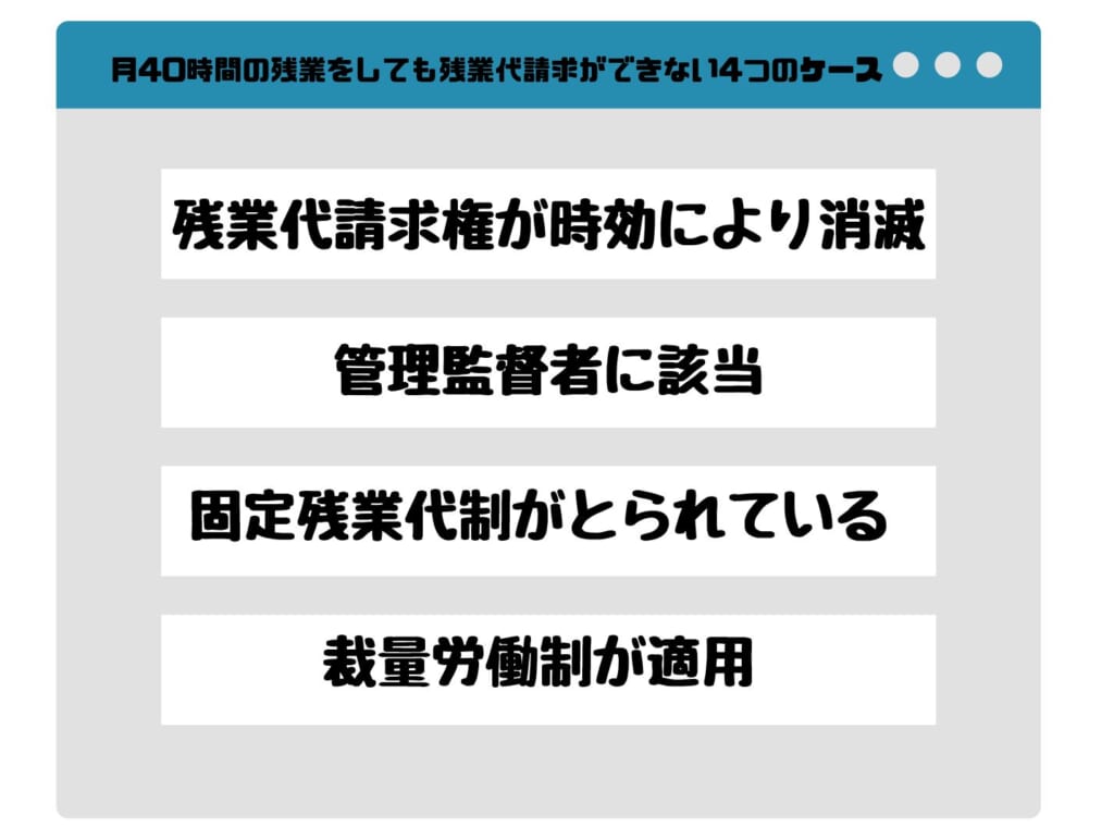 ４０時間の残業をしても残業代が支払われないケース