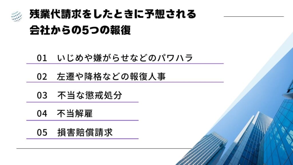 残業代請求をしたときに予想される会社からの5つの報復