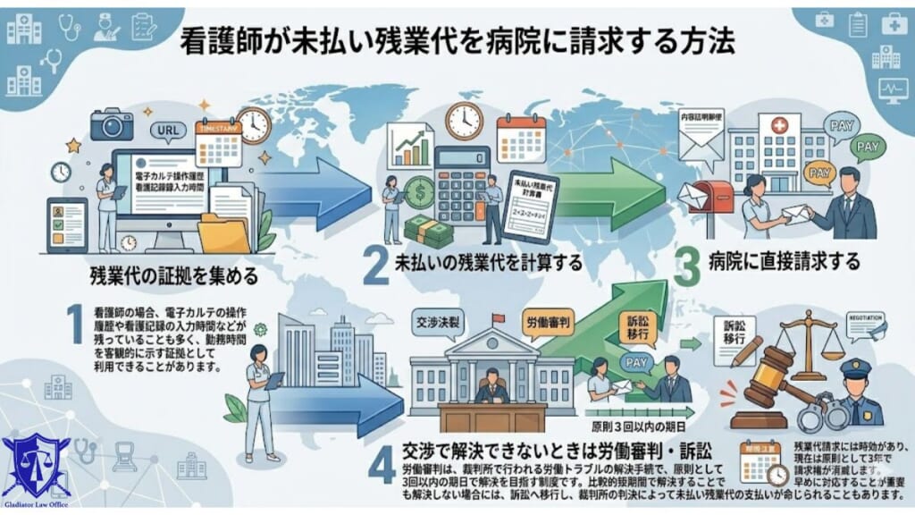 看護師が未払い残業代を病院に請求する方法