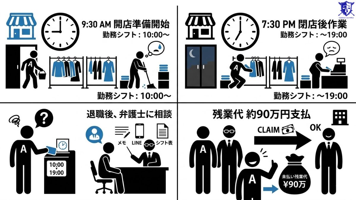 事例①|開店準備と閉店作業がサービス残業になっていたケース