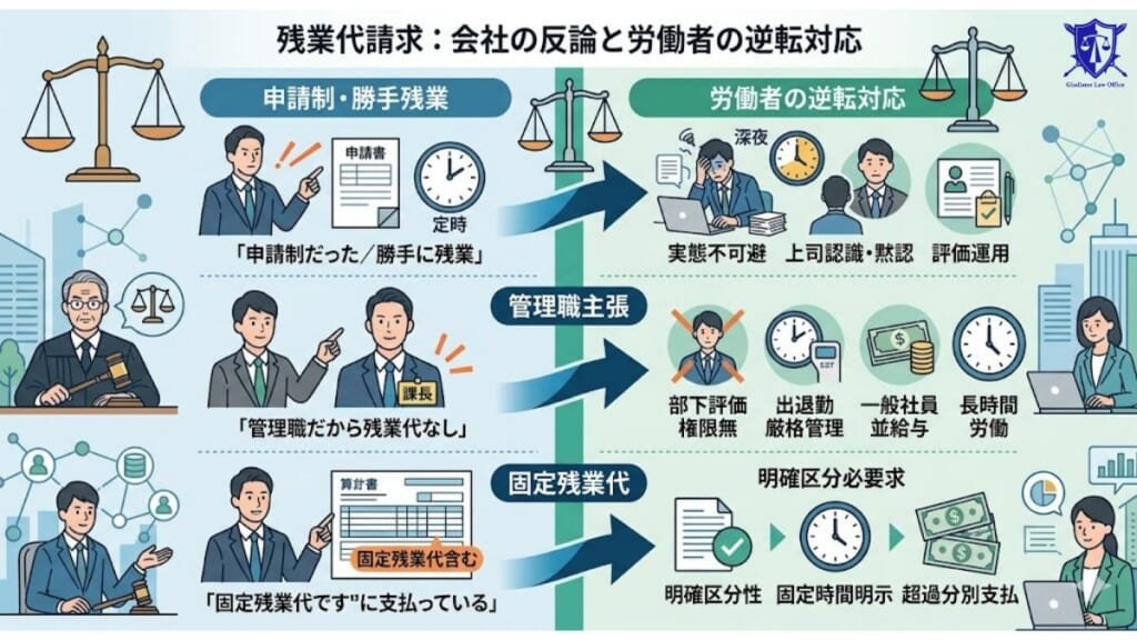 会社が反論してきたら残業代請求で負ける？よくある反論と勝率を上げるための正しい対応