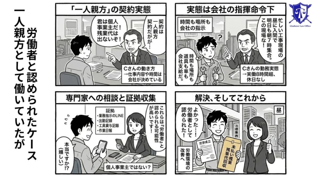 事例③|一人親方として働いていたが労働者と認められたケース