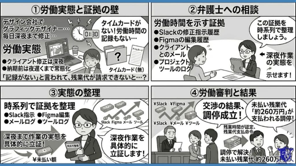 事例③｜タイムカードがなくても残業が認められたケース