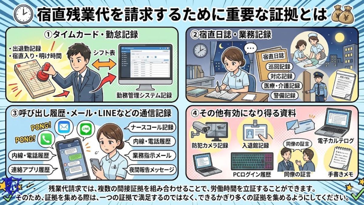 宿直残業代を請求するために重要な証拠とは