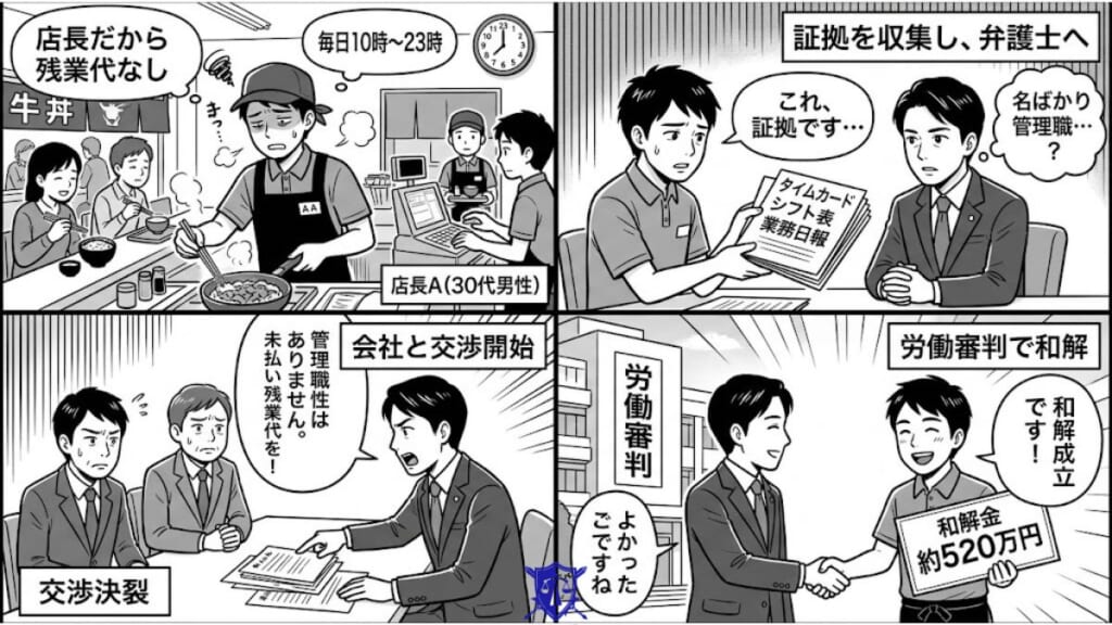 店長の未払い残業代はいくら請求できる?飲食店の店長Aさんのモデルケース(30代男性)
