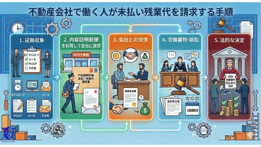 不動産会社で働く人が未払い残業代を請求する手順