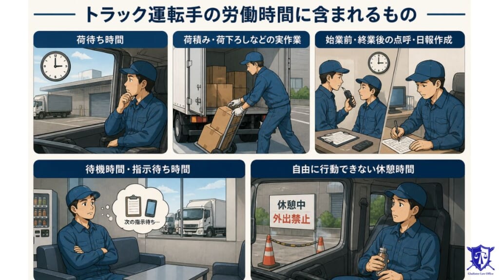 トラック運転手の労働時間に含まれるもの