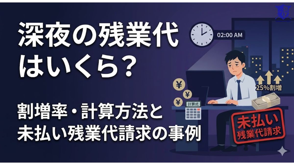 深夜の残業代はいくら？割増率・計算方法と未払い残業代請求の事例