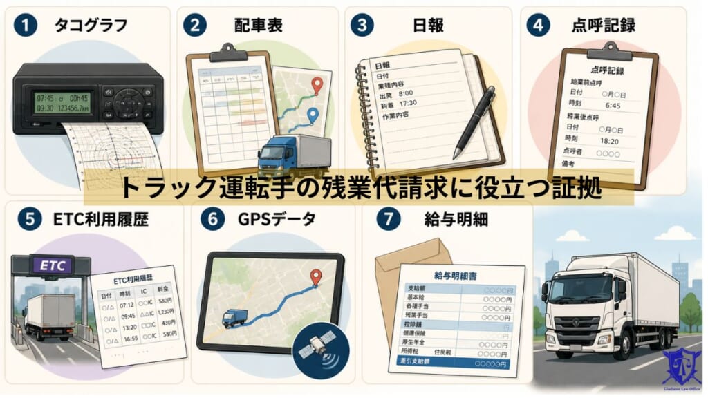 トラック運転手の残業代請求に役立つ証拠