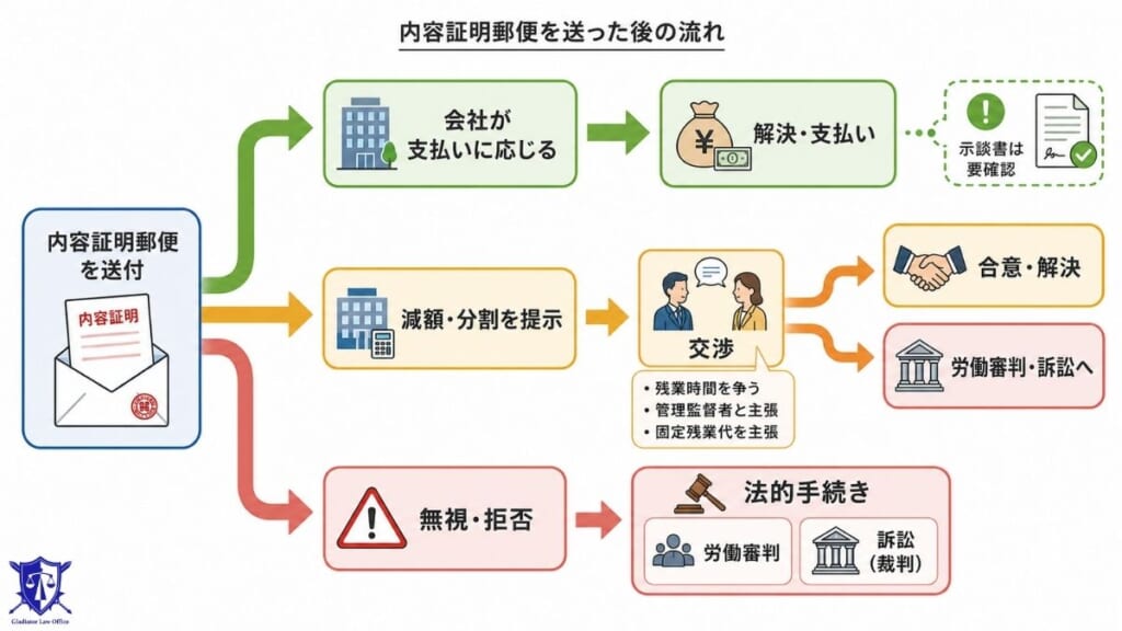 内容証明郵便を送った後の残業代請求の流れ
