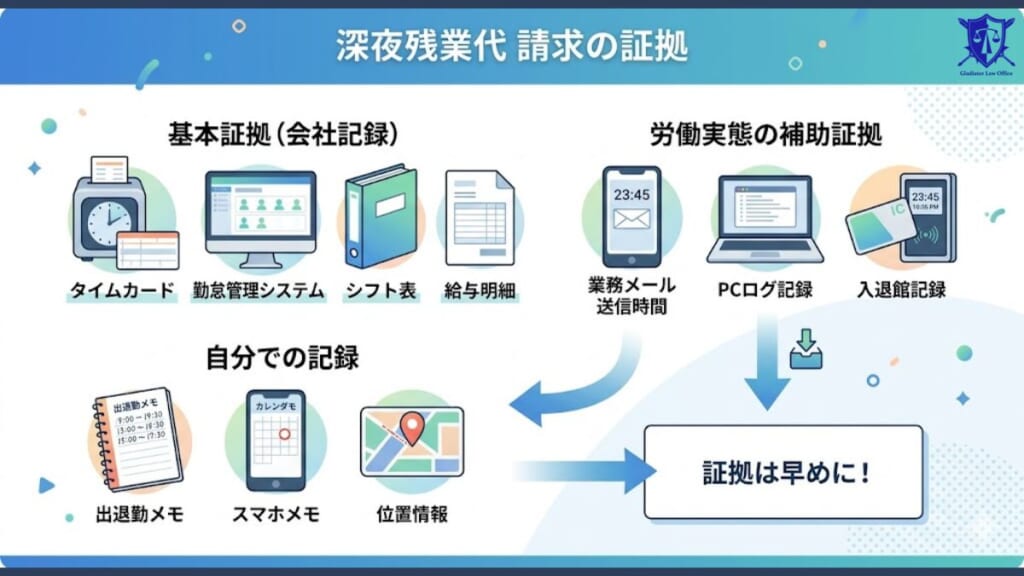 深夜残業代を請求する際の証拠になるもの