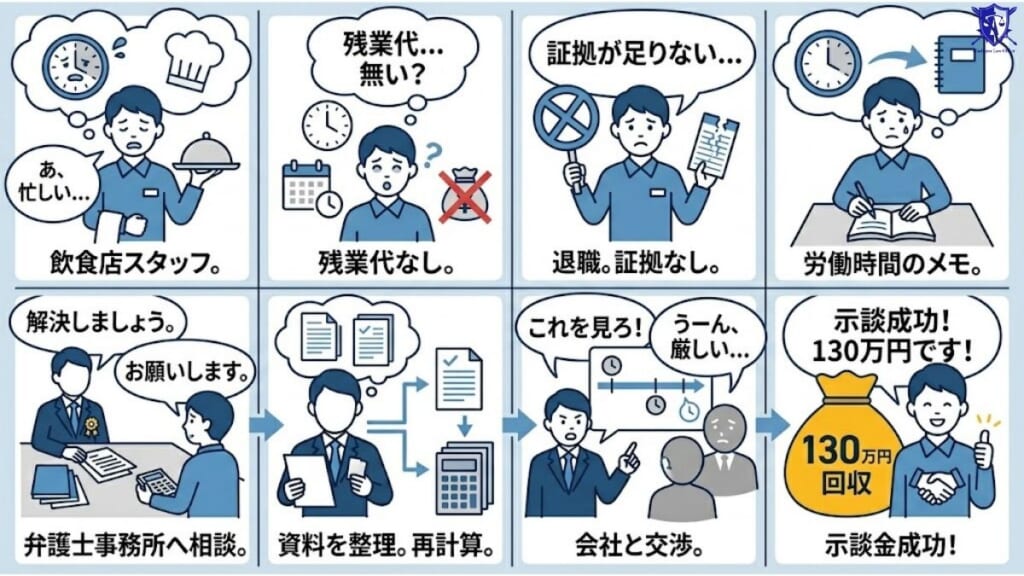 退職後・証拠が十分でない状況でも130万円を回収した事例
