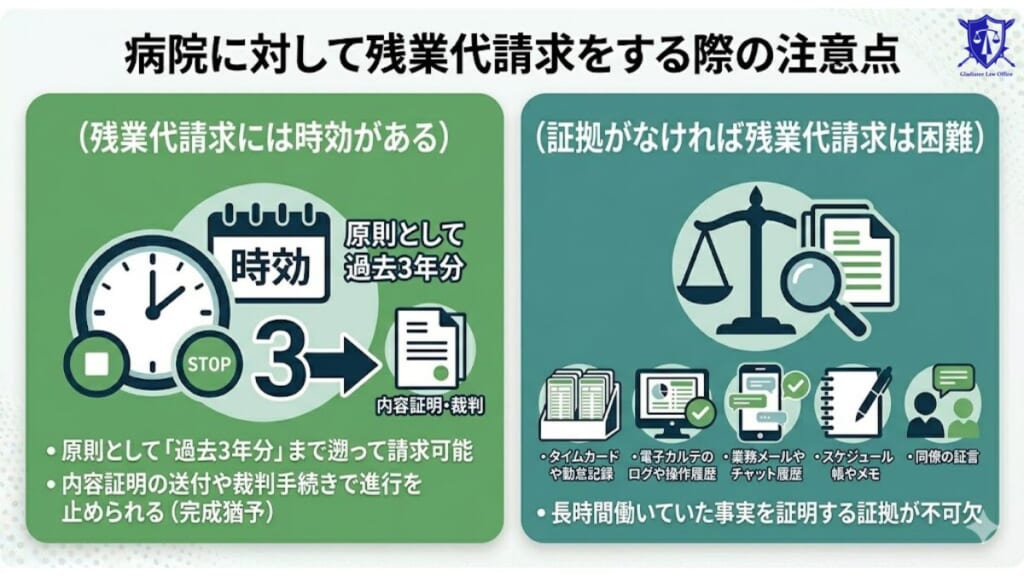 病院に対して残業代請求をする際の注意点