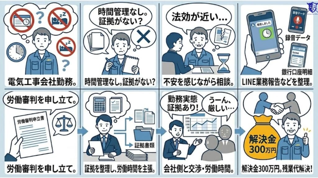 タイムカードがなくても300万円で解決できた事例