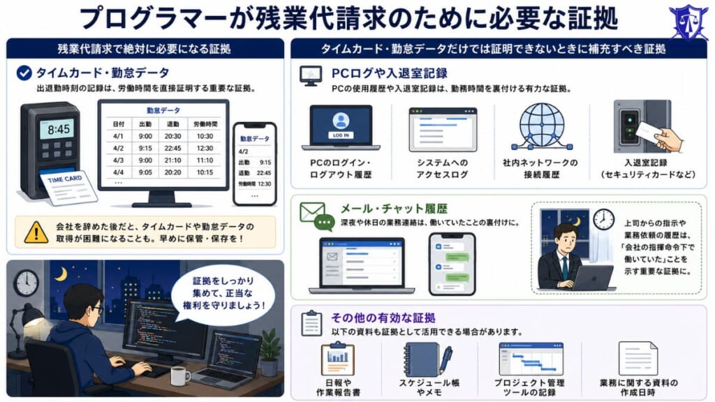 プログラマーが残業代請求のために必要な証拠