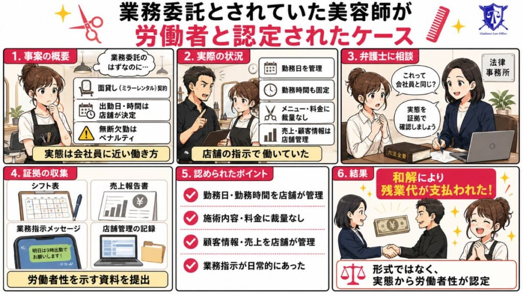 ケース2｜業務委託とされていた美容師が労働者と認定されたケース