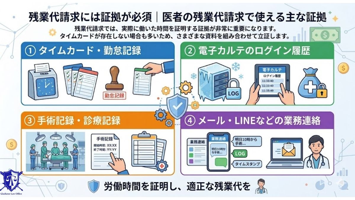 残業代請求には証拠が必須｜医者の残業代請求で使える主な証拠