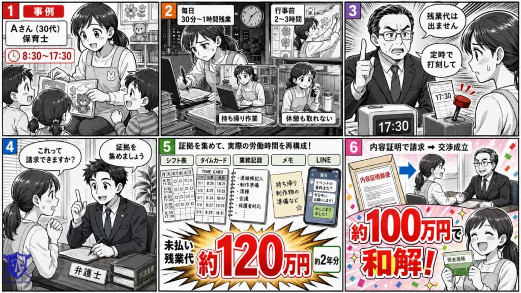 保育士の残業代請求のモデルケース