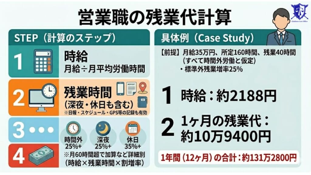 営業職の残業代計算方法
