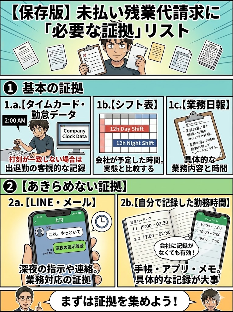 未払い残業代を請求するために必要な証拠