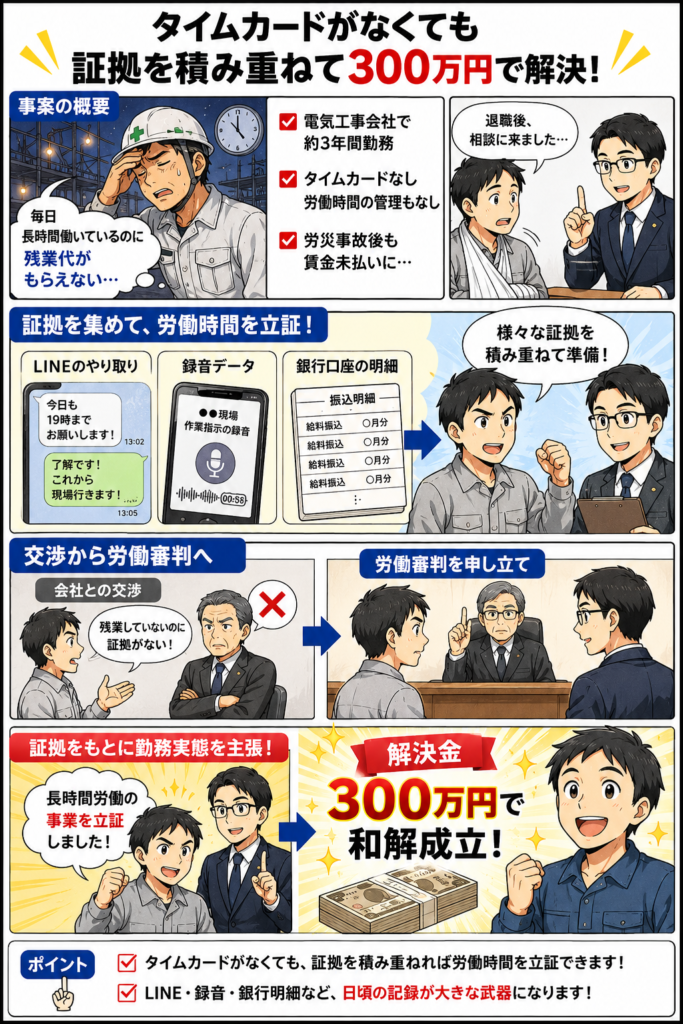 事例③|タイムカードなしでも300万円で解決したケース(労働審判)