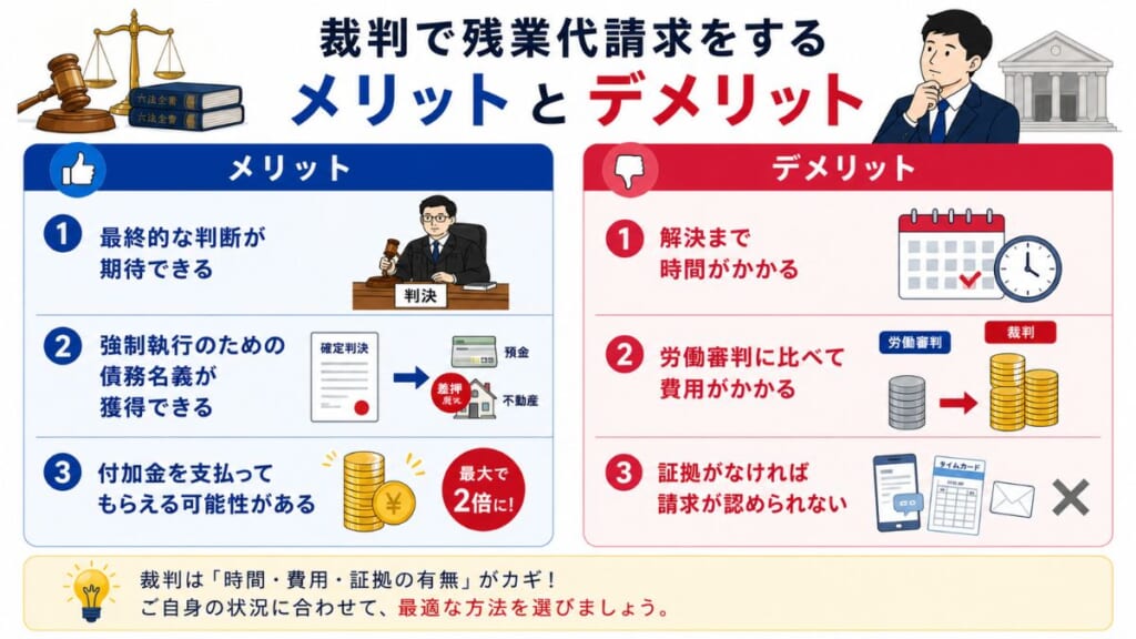 裁判で残業代請求をするメリットとデメリット