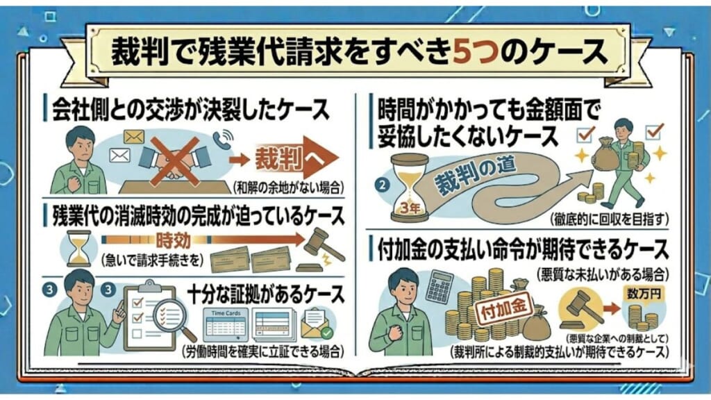 裁判で残業代請求をすべき5つのケース