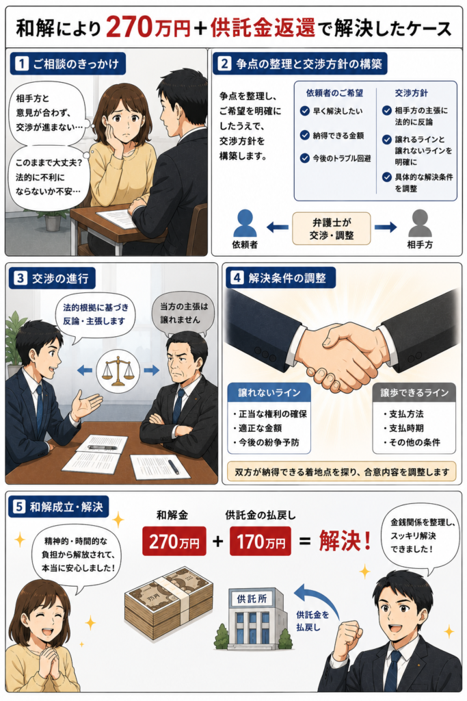 事例②|和解により270万円+供託金返還で解決したケース