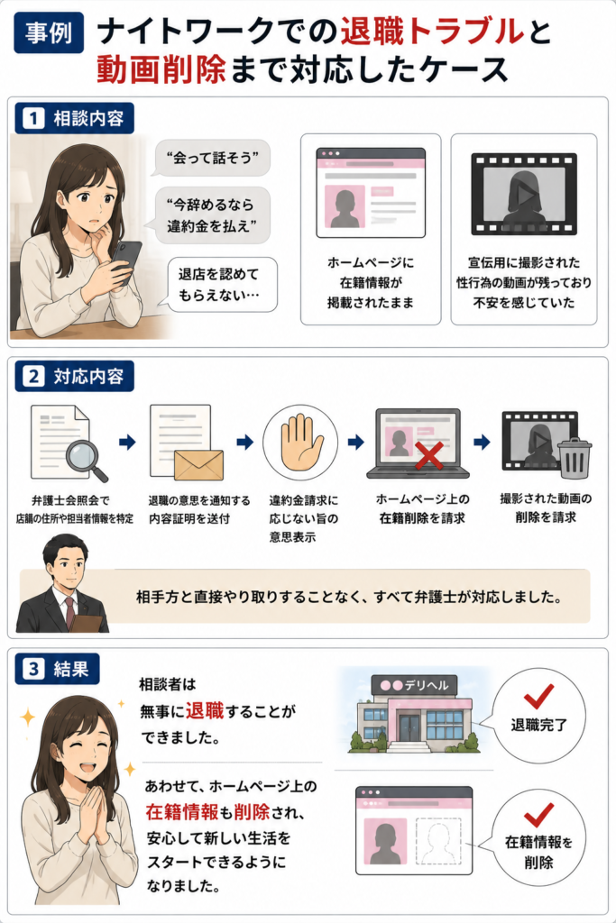 ナイトワークでの退職トラブルと動画削除まで対応したケース