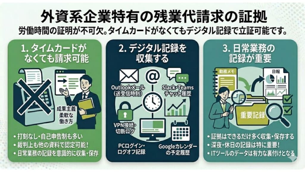 外資系企業特有の残業代請求の証拠