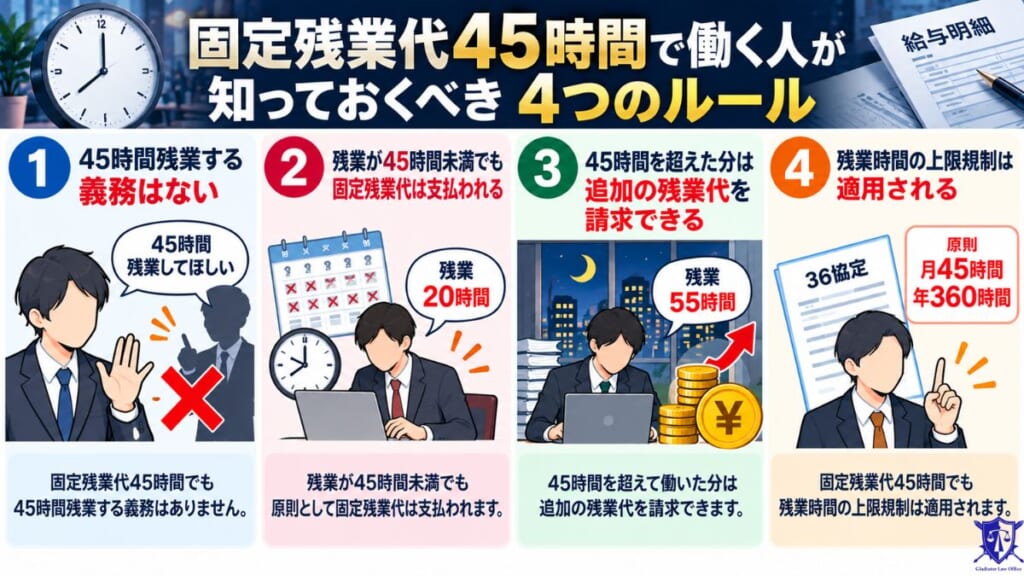 固定残業代45時間で働く人が知っておくべき4つのルール